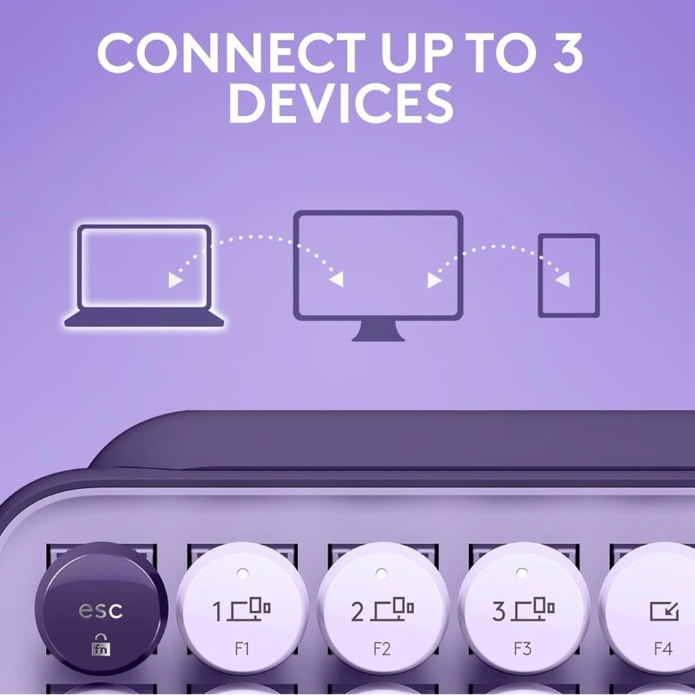 Logitech Purple Wireless Retro Round-Key Keyboard - Picture 6 of 11